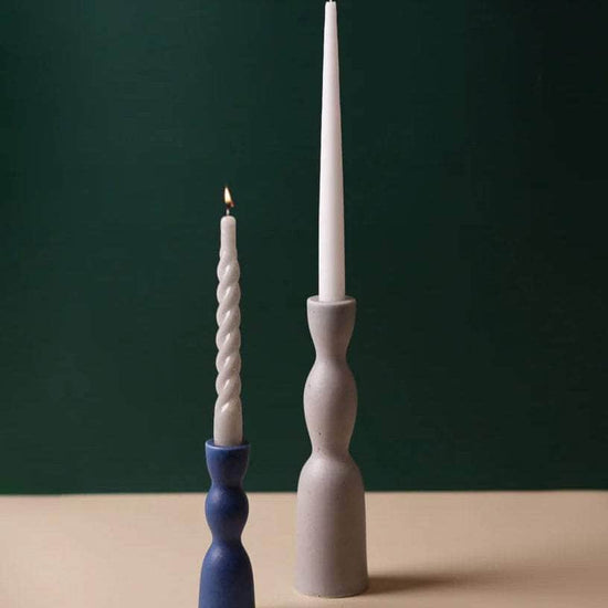 Grey Speckle Tall Wave Candleholder