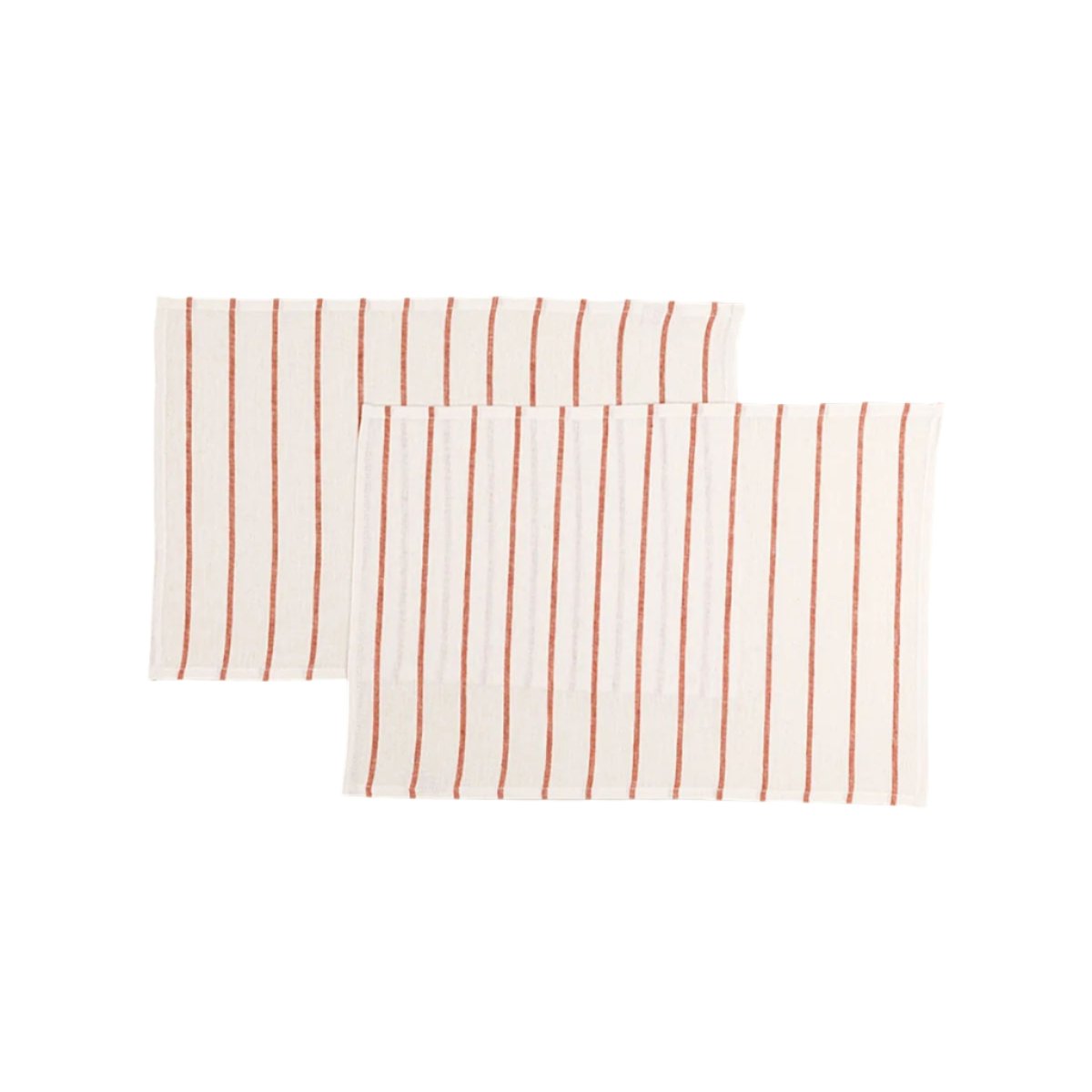 The Orange & White Stripes Linen Placemats (Set of 2)