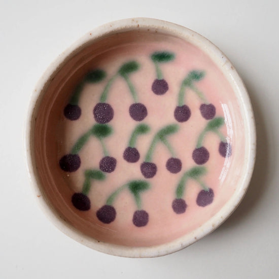 Handmade Purple Cherry Ceramic Ring Dish