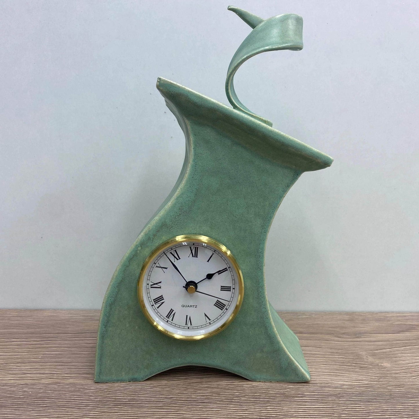 Ceramic Mantel Clock with Enclosed Face - Cornish Copper