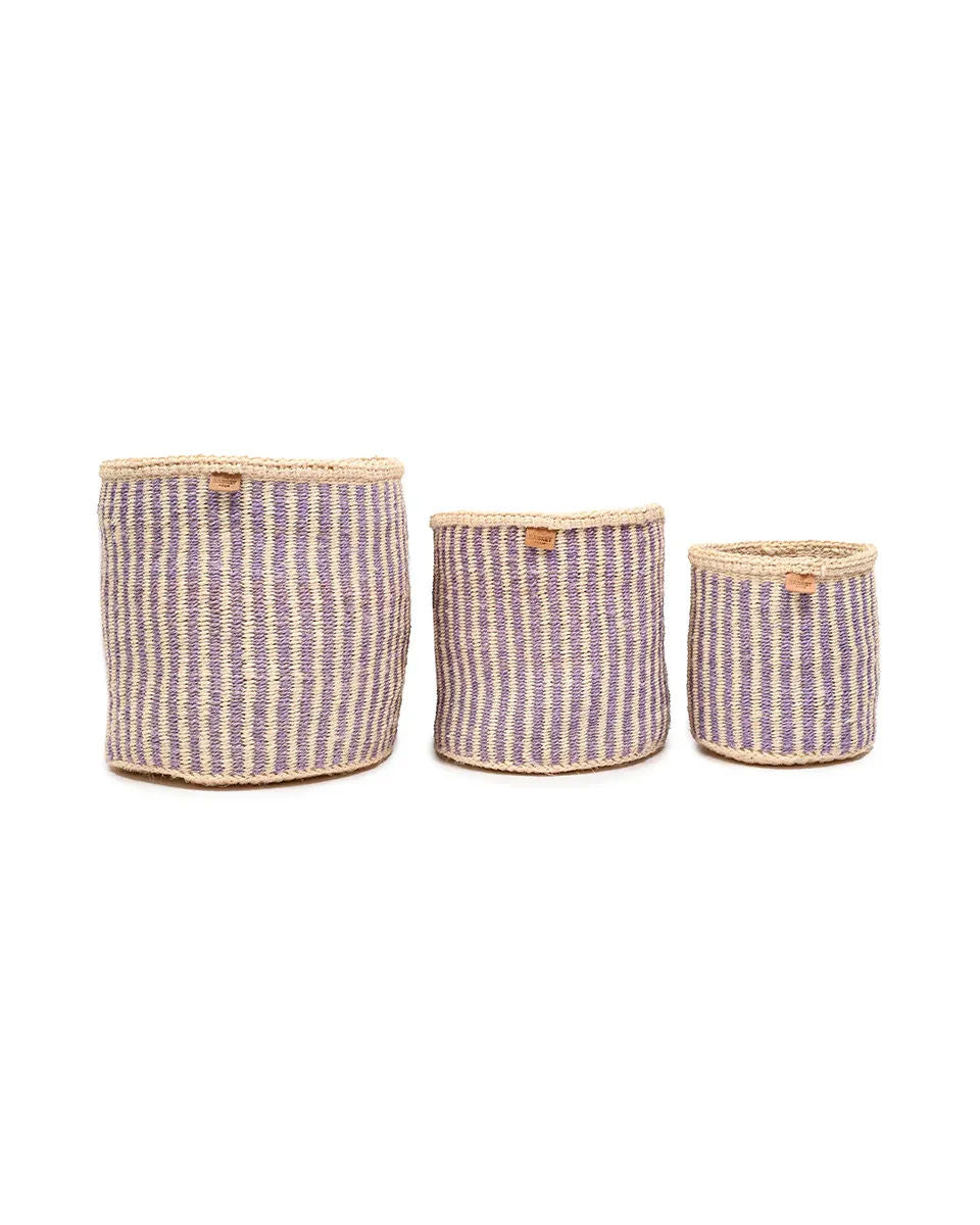 UMEME: Lavender Pinstripe Woven Storage Basket