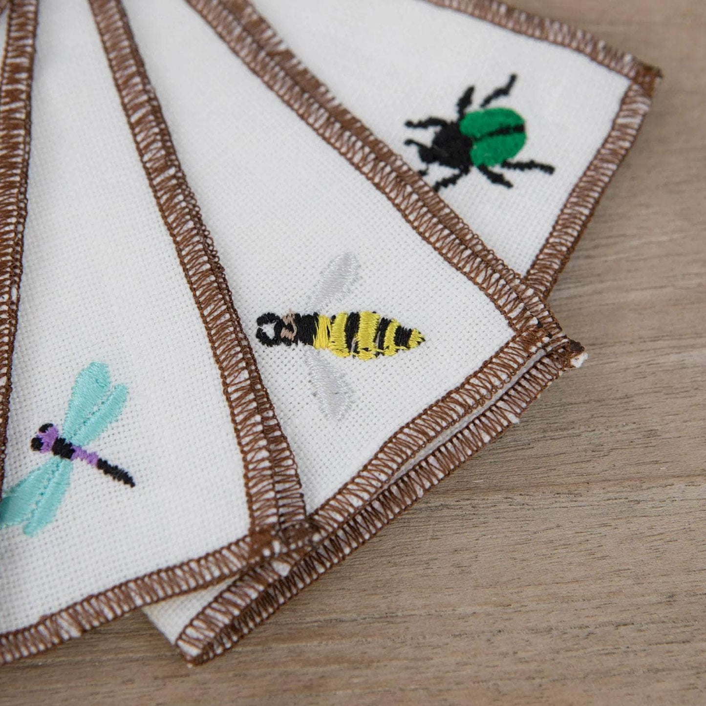 Insects Cocktail Linen Napkins - Set Of 6