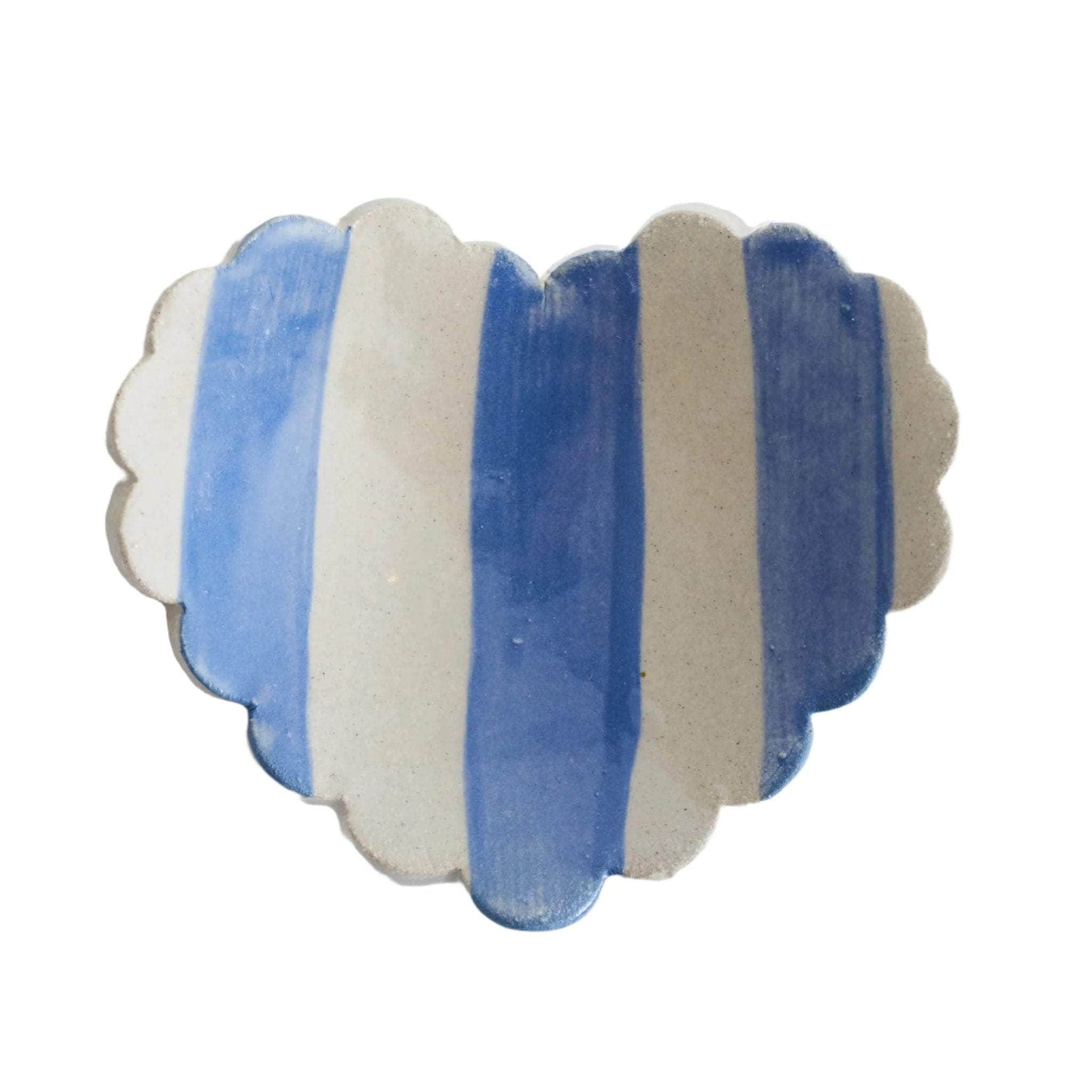 Duci Scalloped Heart Striped Trinket Dish Blue