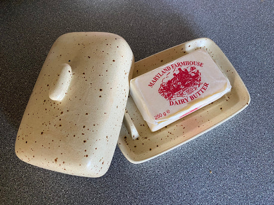 Butter Dish Oatmeal Speckle Glaze