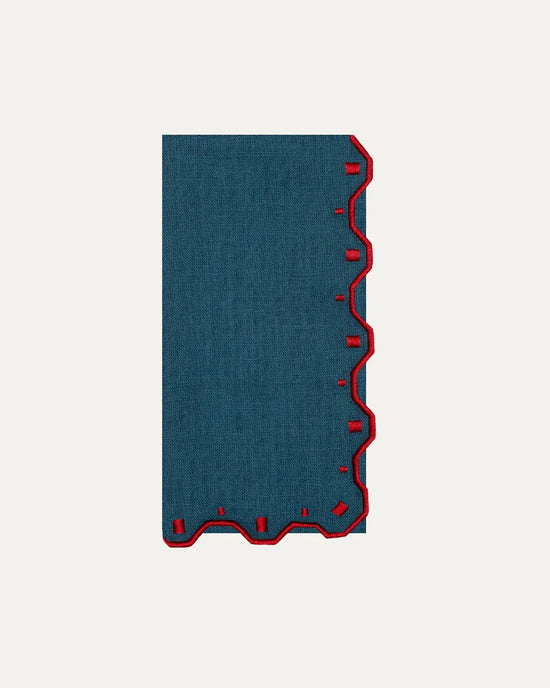 Porto Napkin, Blue with Red