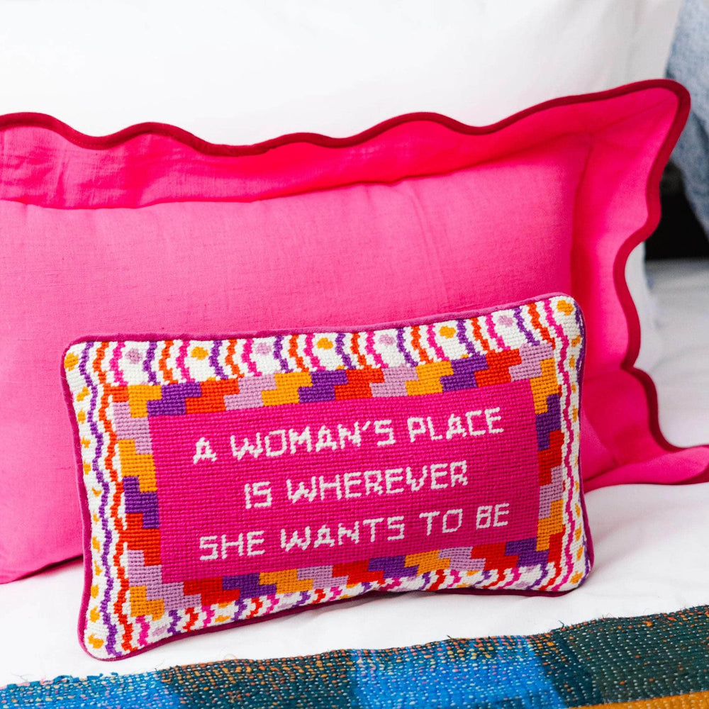 Wherever She Wants Needlepoint Pillow