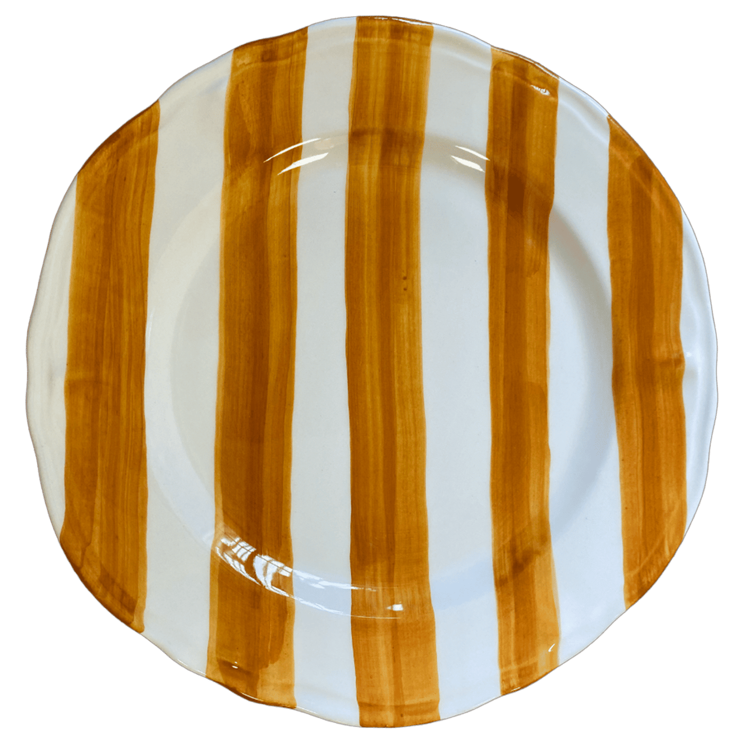 Set of Two Hand-Painted Ceramic Dinner Plates - Stripe Collection