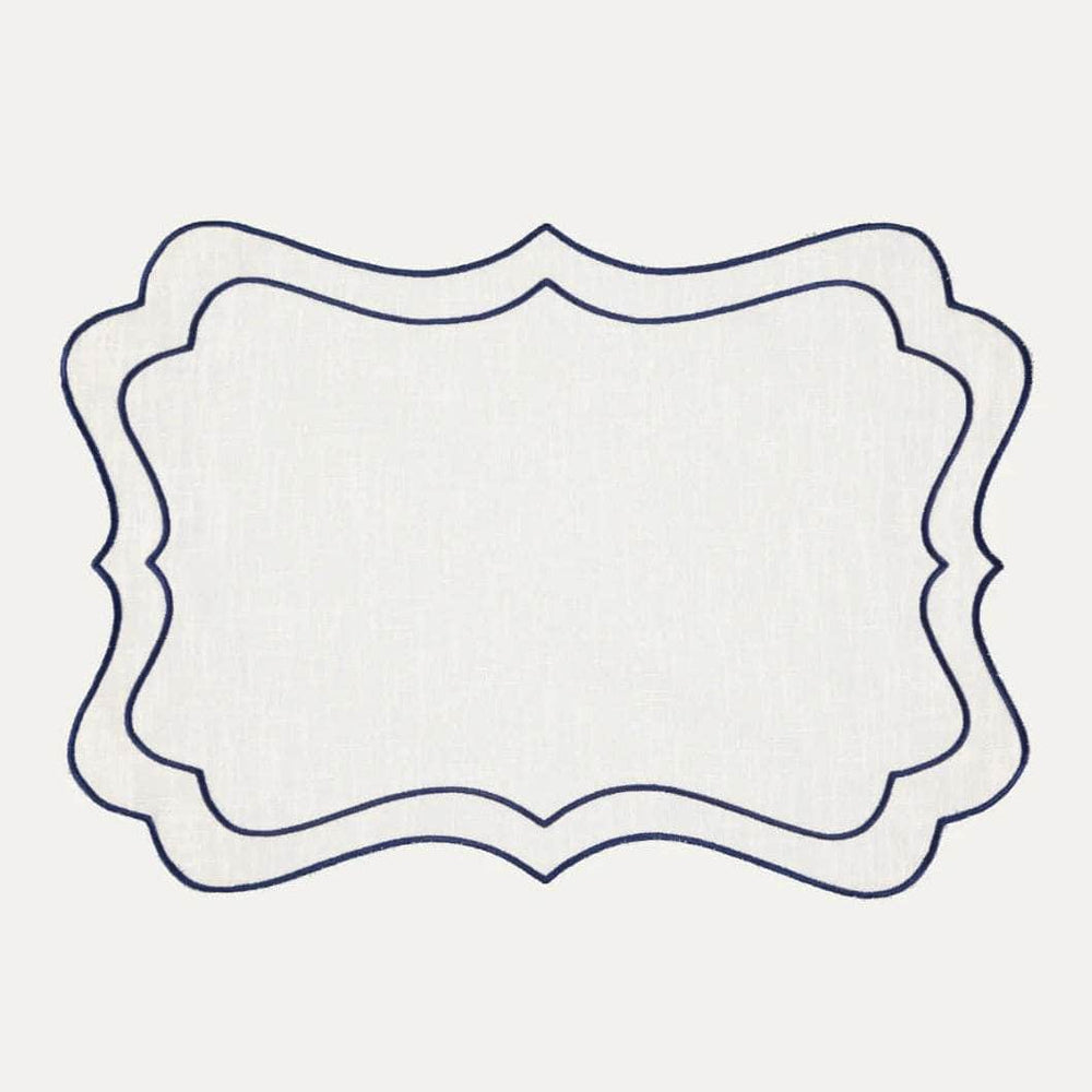 Brisa Placemat, Ivory with Dark Blue