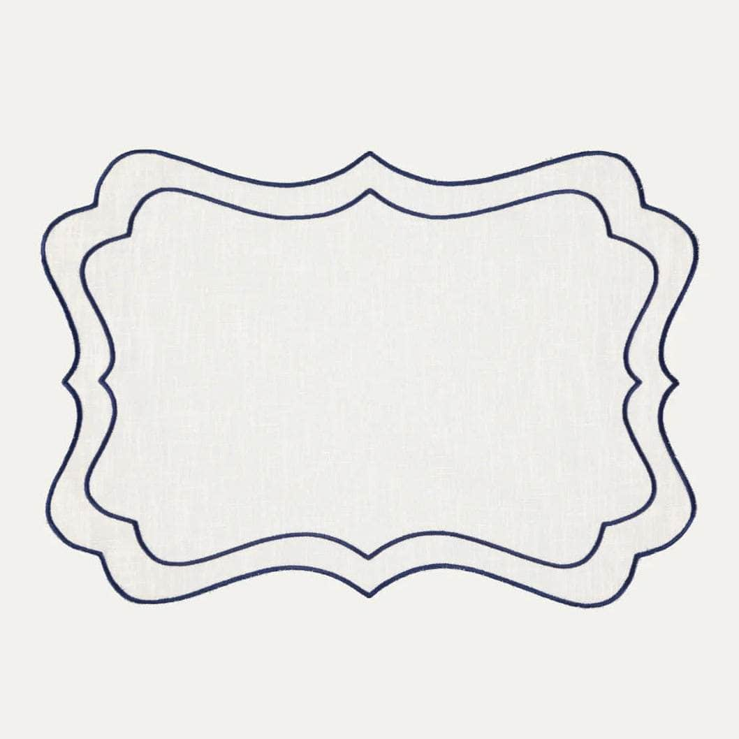 Brisa Placemat, Ivory with Dark Blue