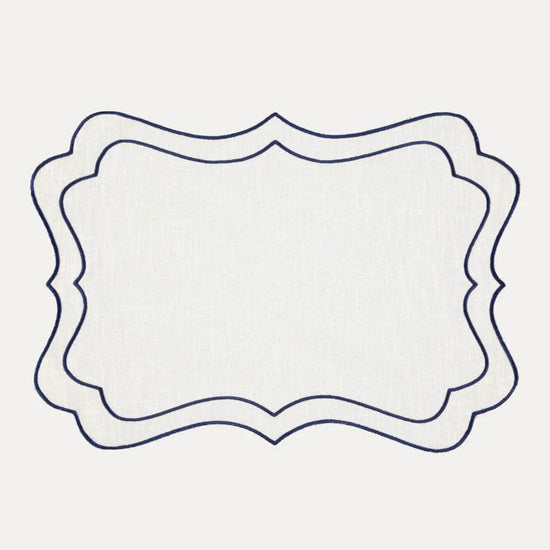 Brisa Placemat, Ivory with Dark Blue