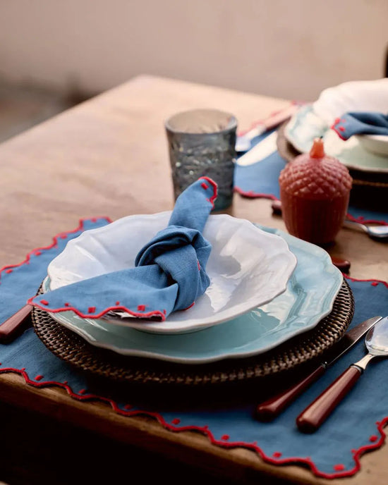 Porto Placemat, Blue with Red