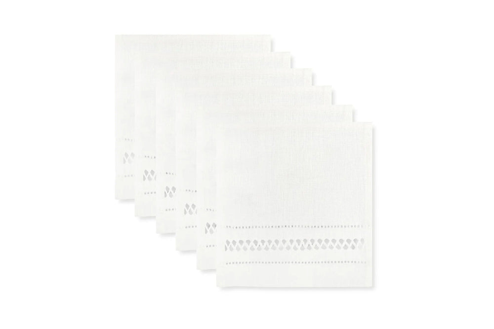 Personalised Set of 6 Diamond Stitch Square Cocktail Napkins