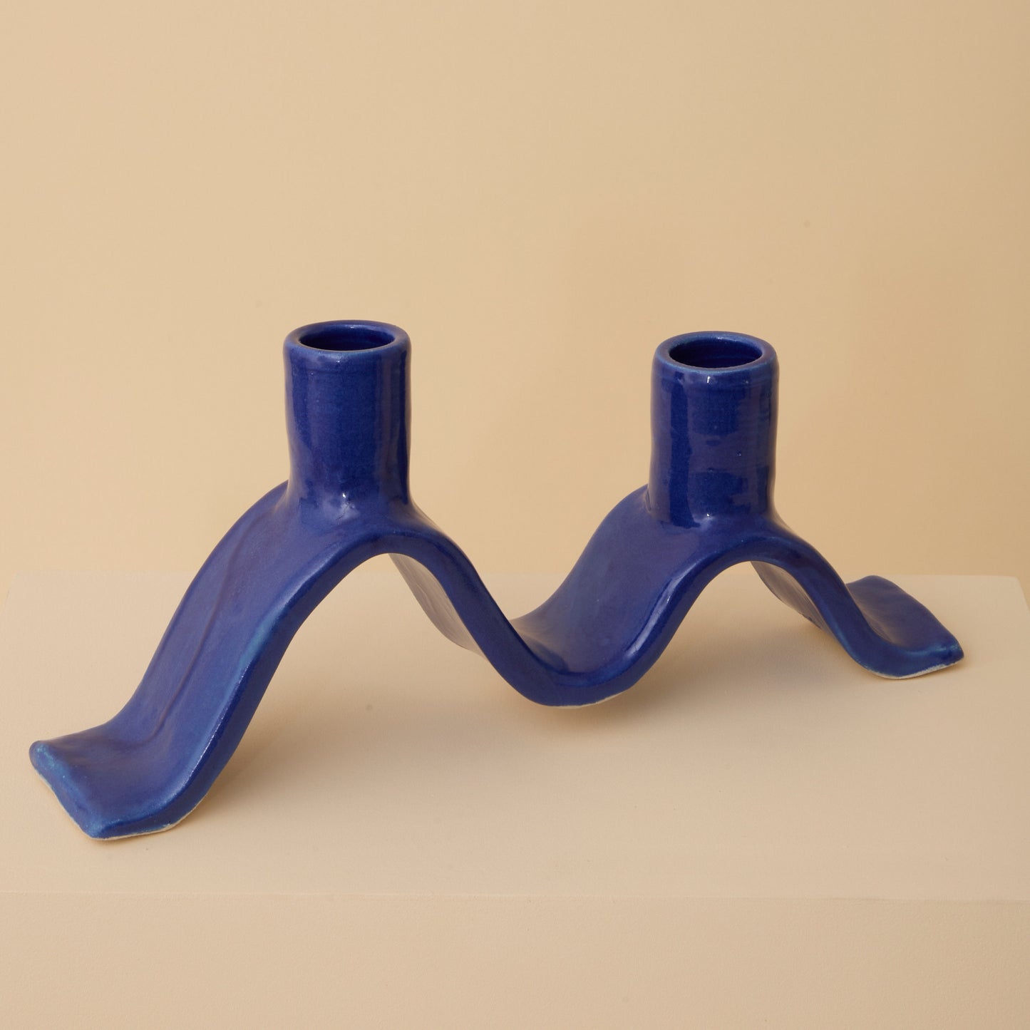 Small Wavy Candelabra - Blue