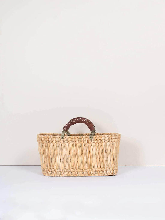 Reed Basket with Leather