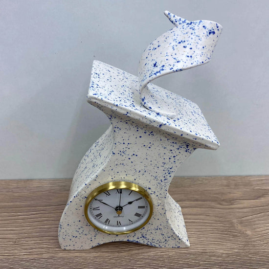 Ceramic Mantel Clock - Light Blue Speckled