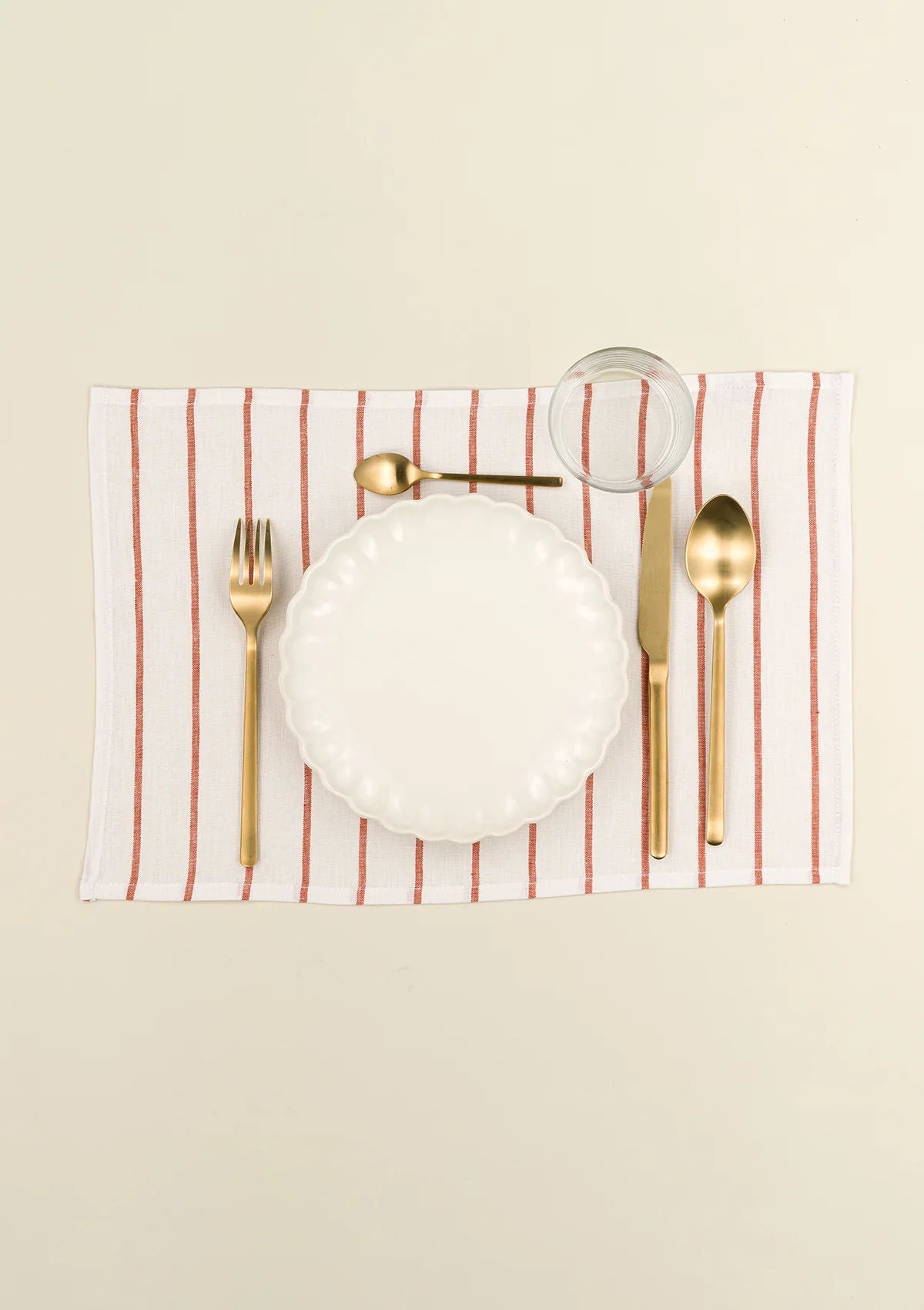 The Orange & White Stripes Linen Placemats (Set of 2)