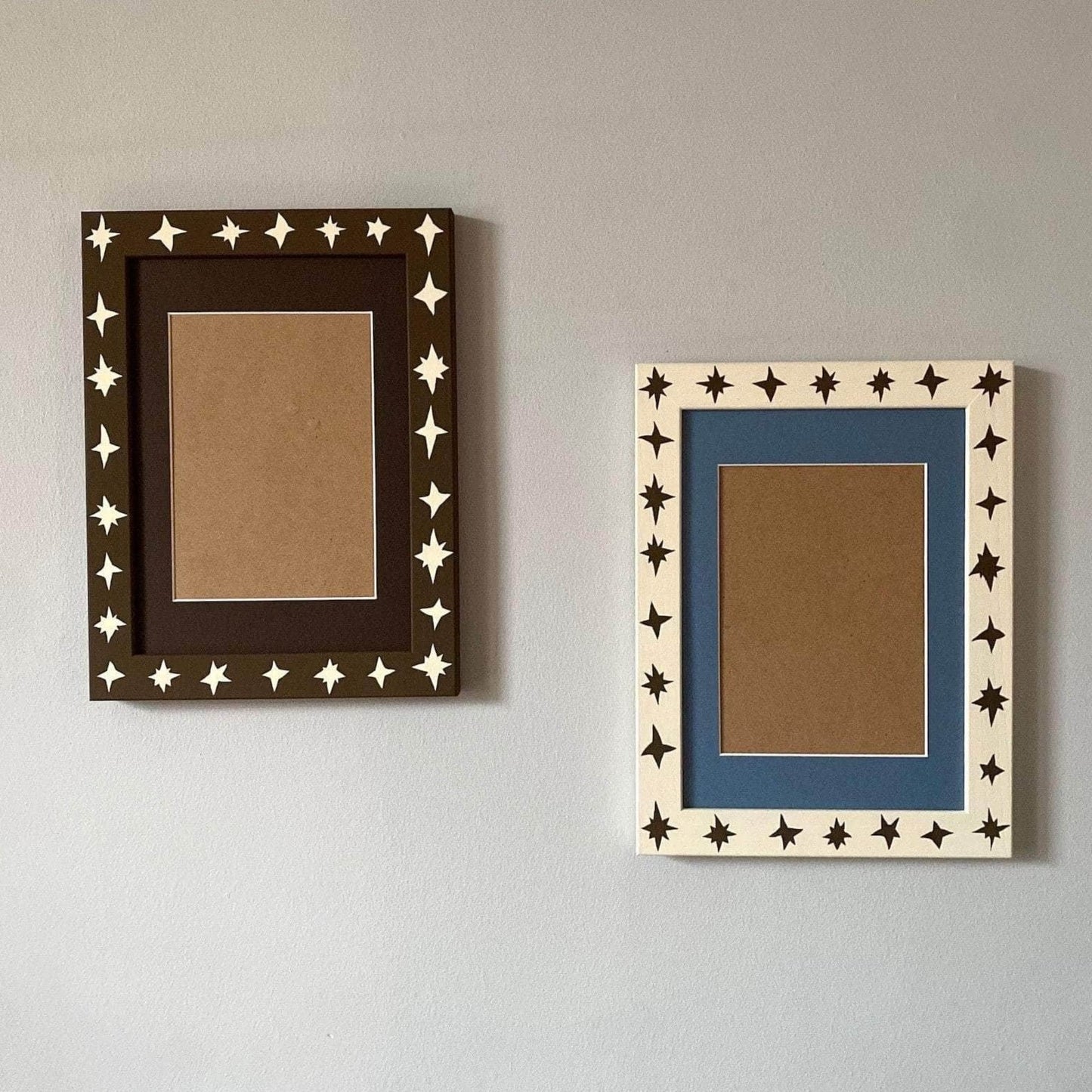Painted Wood Picture Frame, Cream Wonky Stars