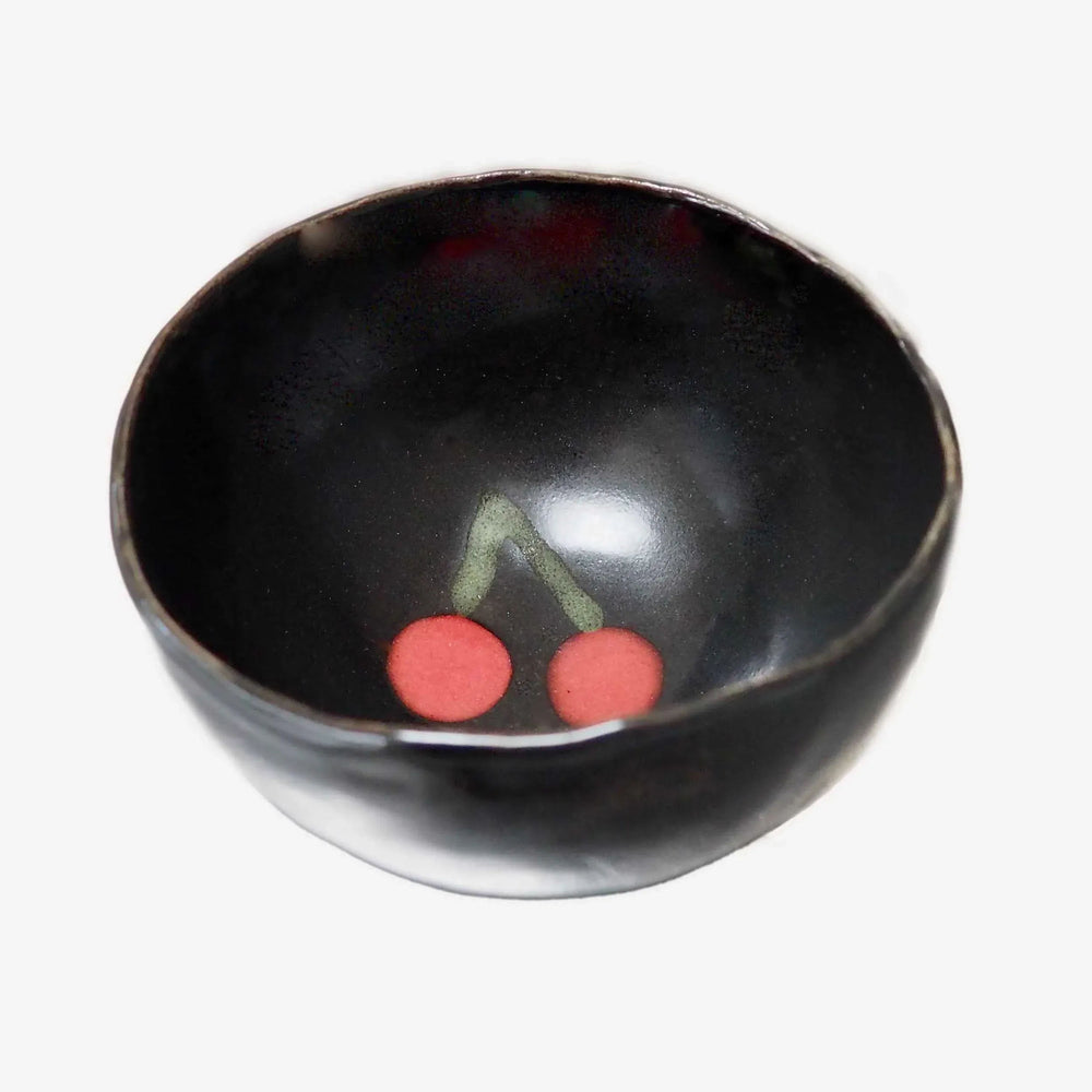 Handmade Black Cherry Pottery Tea Bowl