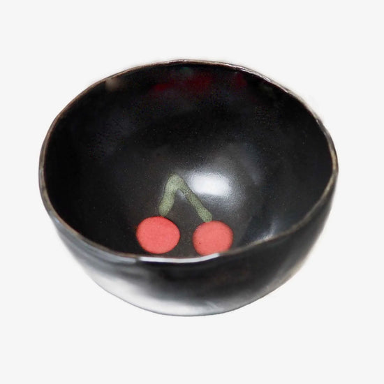 Handmade Black Cherry Pottery Tea Bowl