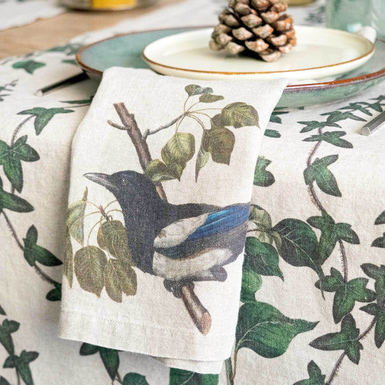 Linen Napkins WOODLAND BIRDS Set of 6