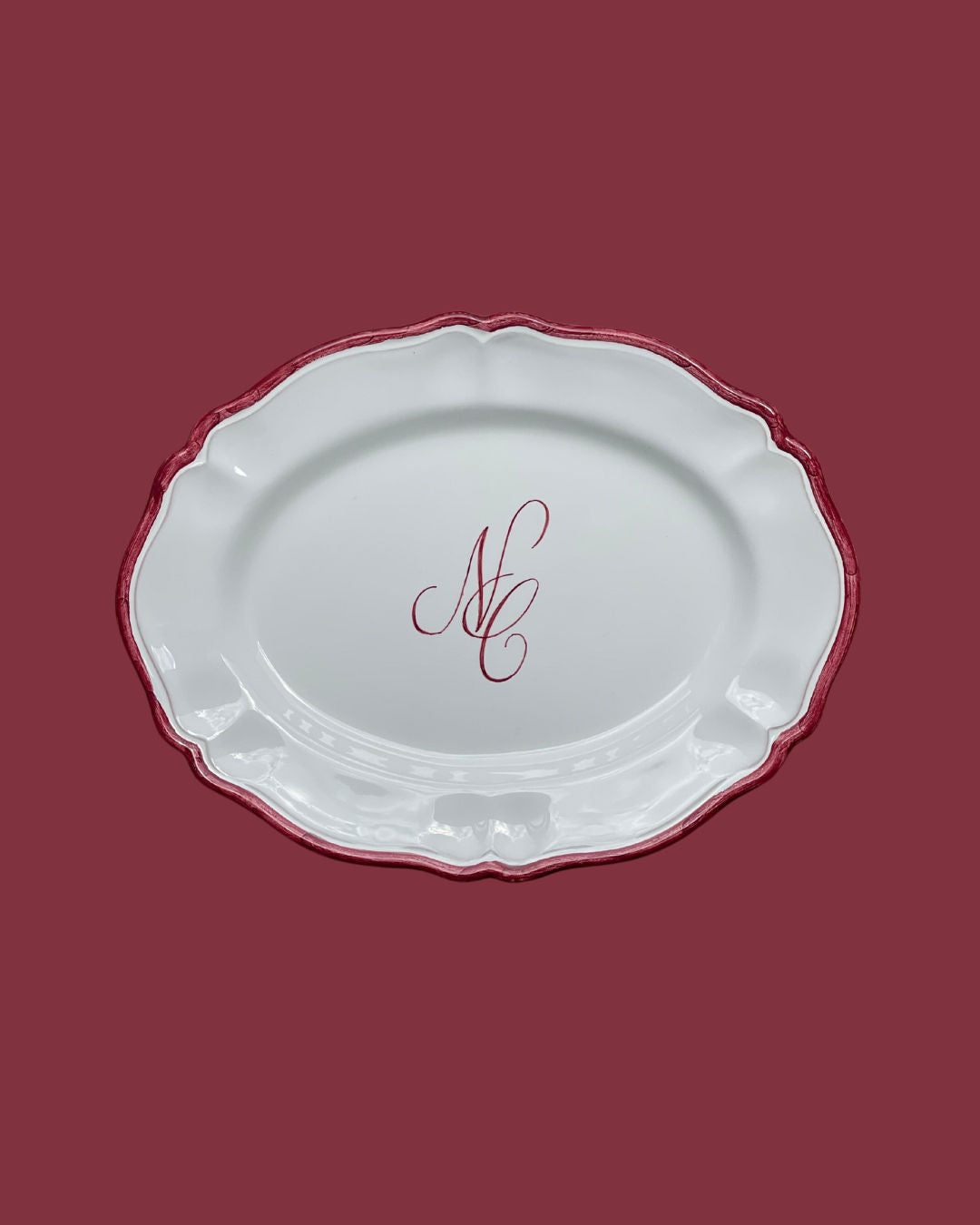 Personalised Ceramic Set of 2 Wedding Engraved Oval Serving Platter