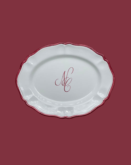 Personalised Ceramic Set of 2 Wedding Engraved Oval Serving Platter