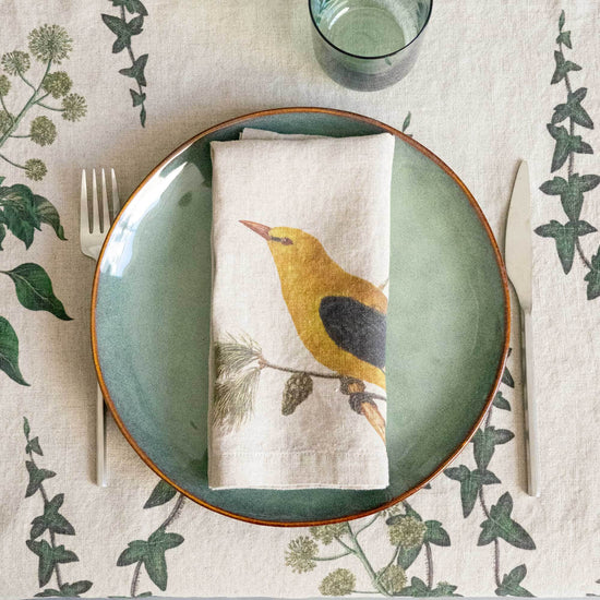 Linen Napkins WOODLAND BIRDS Set of 6