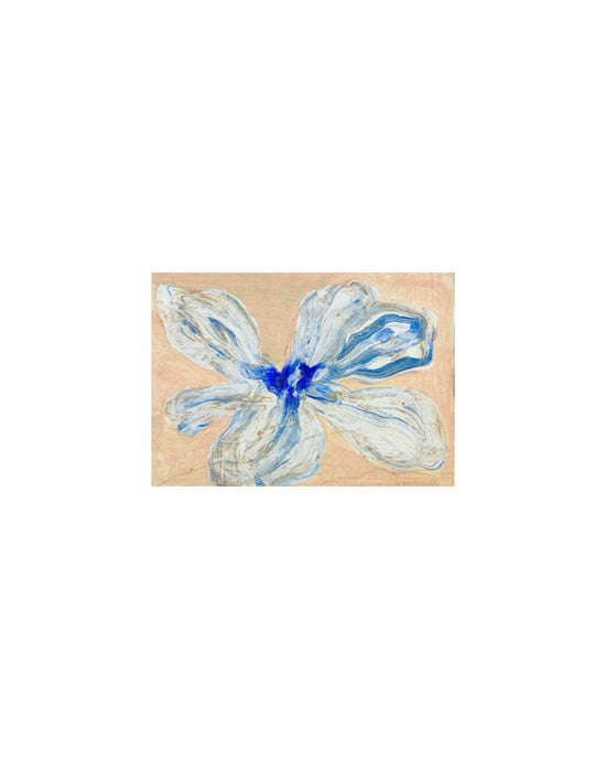 Blue Flower on Wood - Original Painting