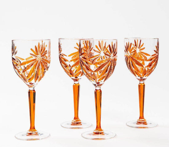 The Stars Hand-Painted Crystal Glasses - Set of 4 Goblets