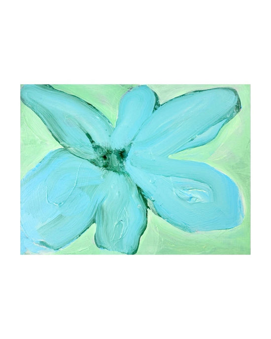 Turquoise Bloom on Wood - Original Painting