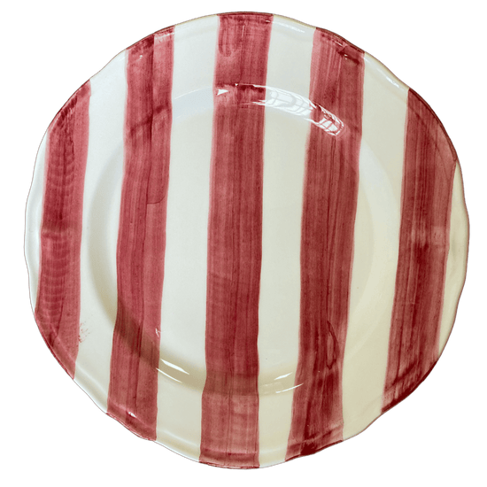 Set of Two Hand-Painted Ceramic Dinner Plates - Stripe Collection