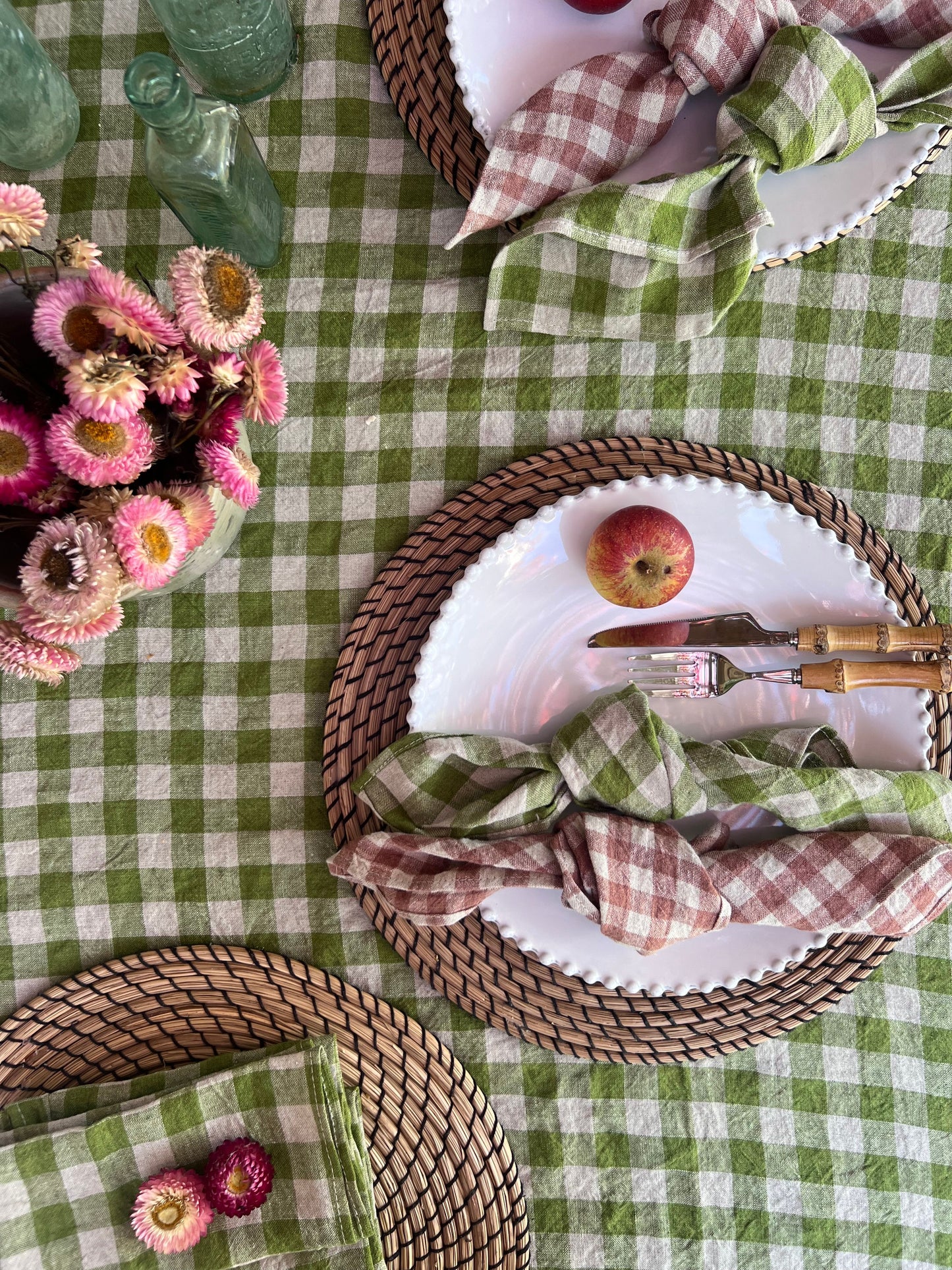 Large Linen Tablecloth - Granny Smith