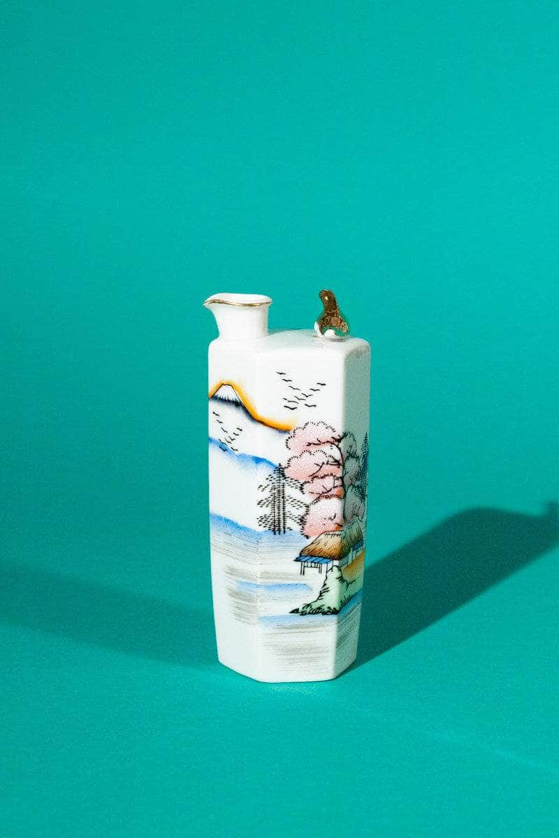 Vintage Hand Painted Japanese Whistling Sake Pitcher