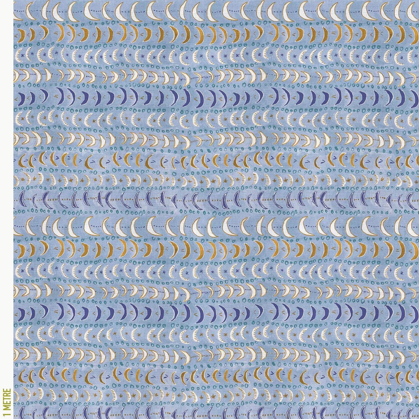 Printed Mini Moons Fabric - Blue