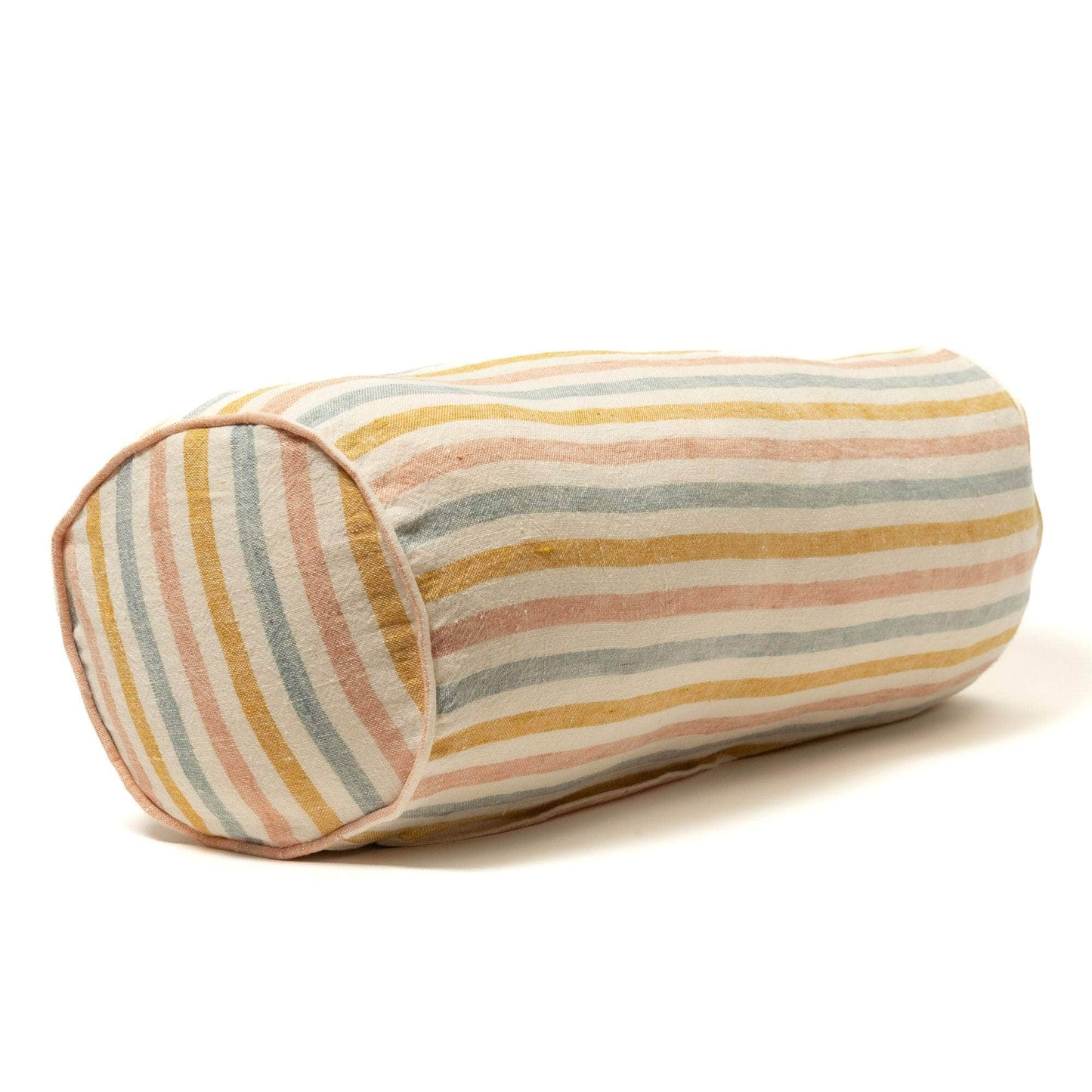 Linen Bolster Cushion in Seaside Stripes