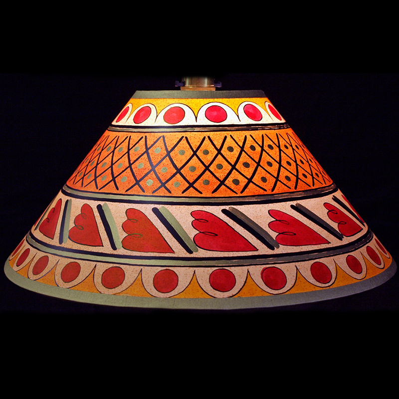 Cross-Hatch Hand Painted 14" Lampshade in Yellow Gold