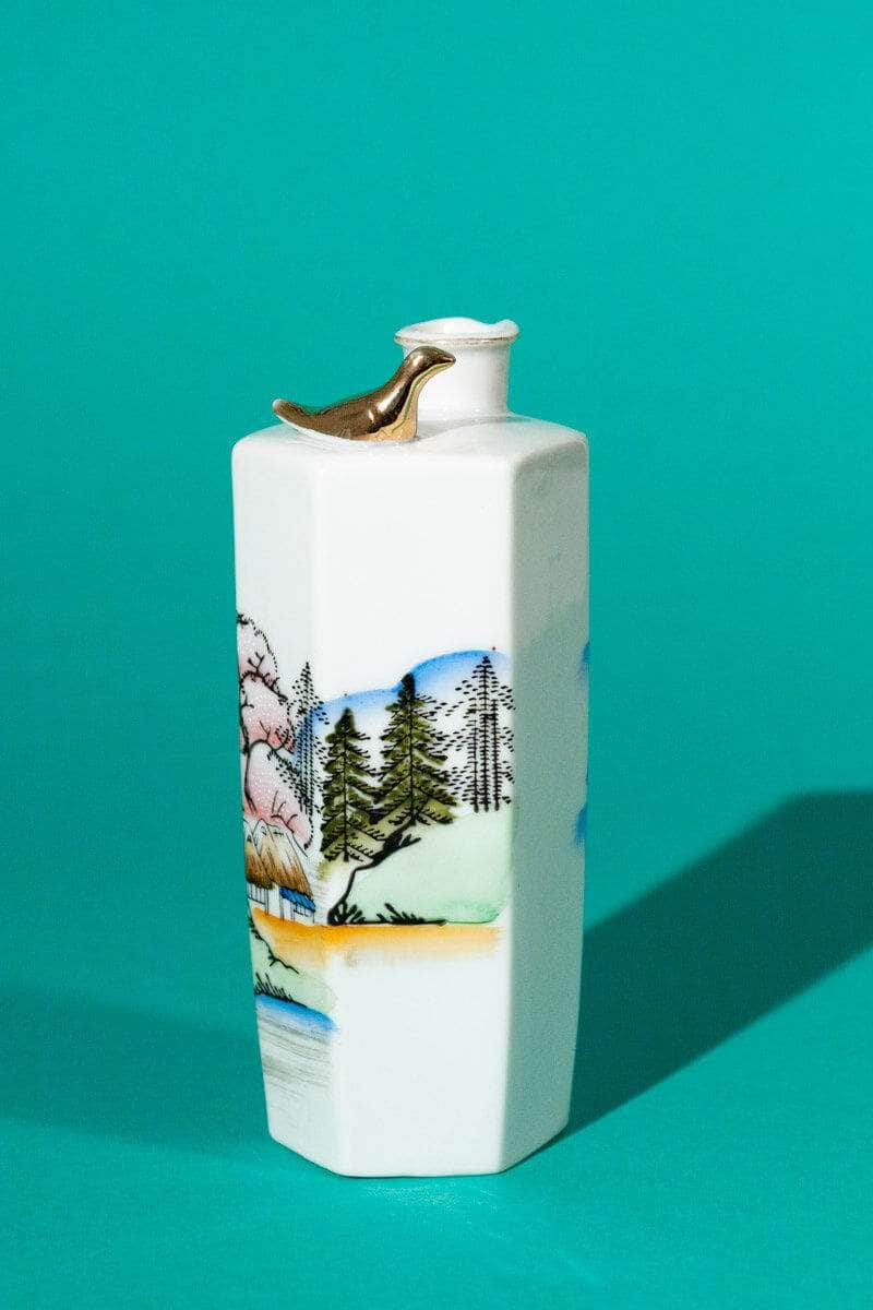 Vintage Hand Painted Japanese Whistling Sake Pitcher