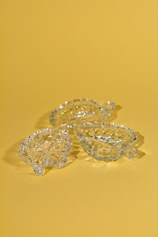 Art Glass Leaf Jewellery Dishes Set of Three