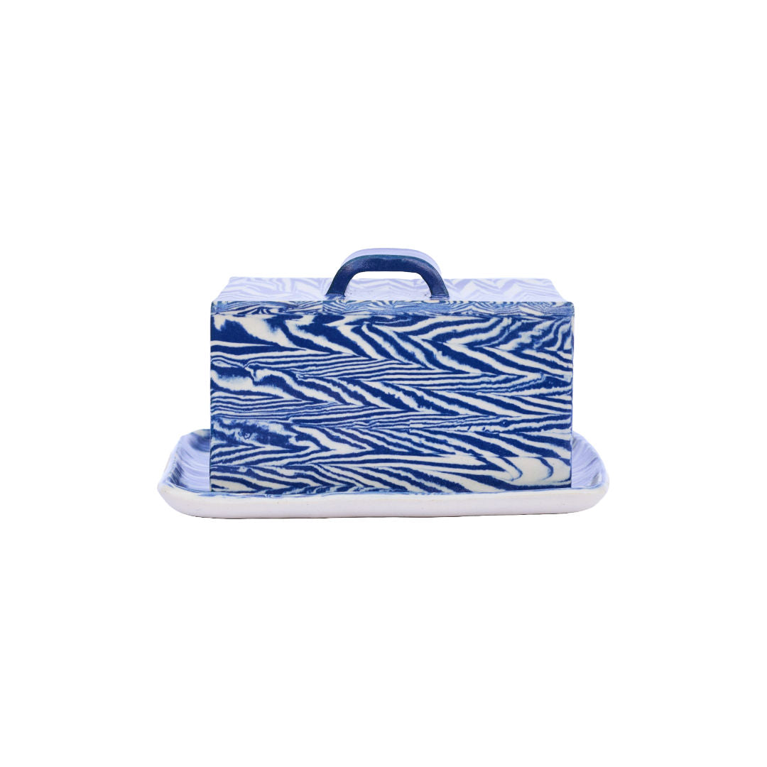 Cobalt Herringbone Butter Dish