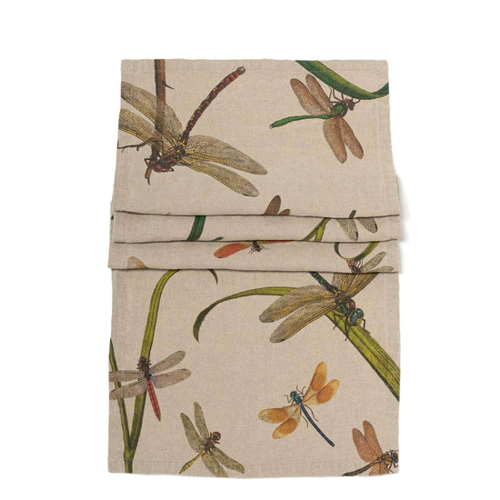 Linen Table Runner LAKESIDE DRAGONFLIES