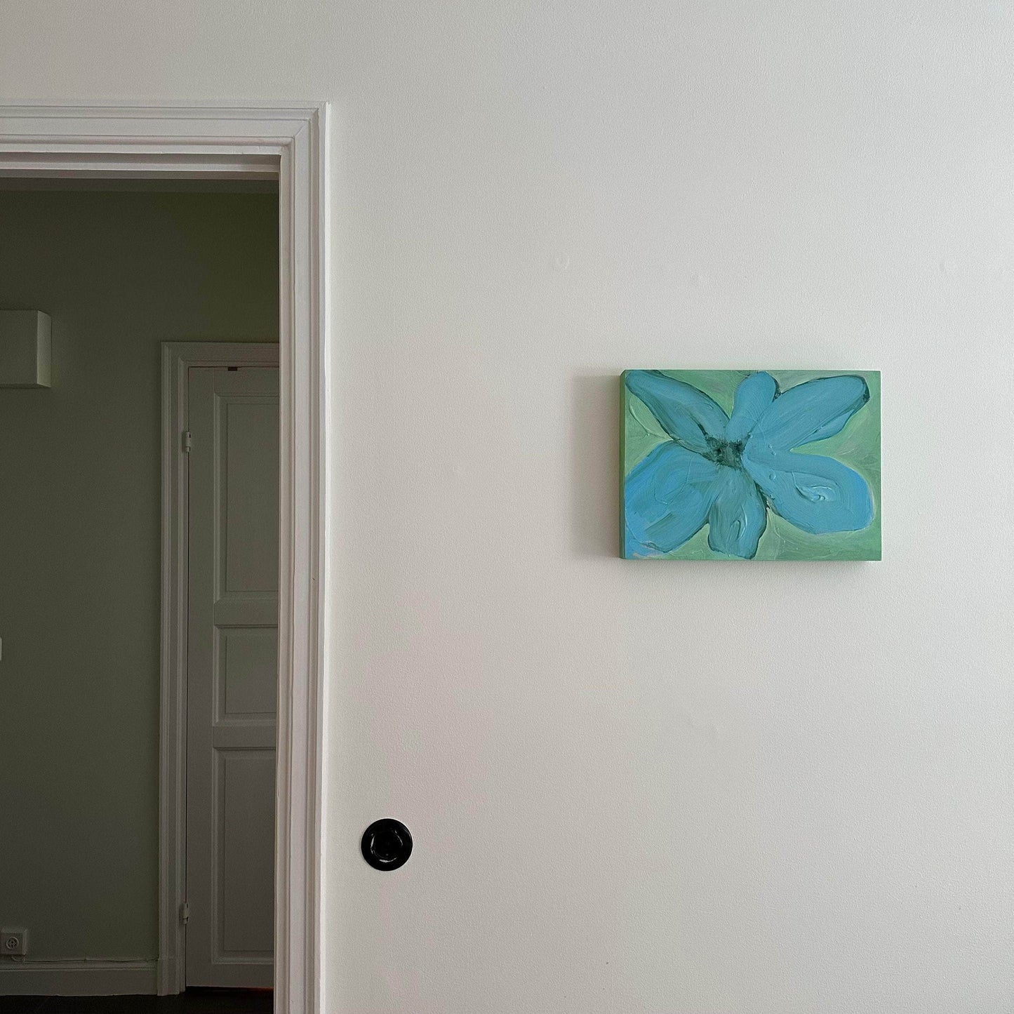 Turquoise Bloom on Wood - Original Painting