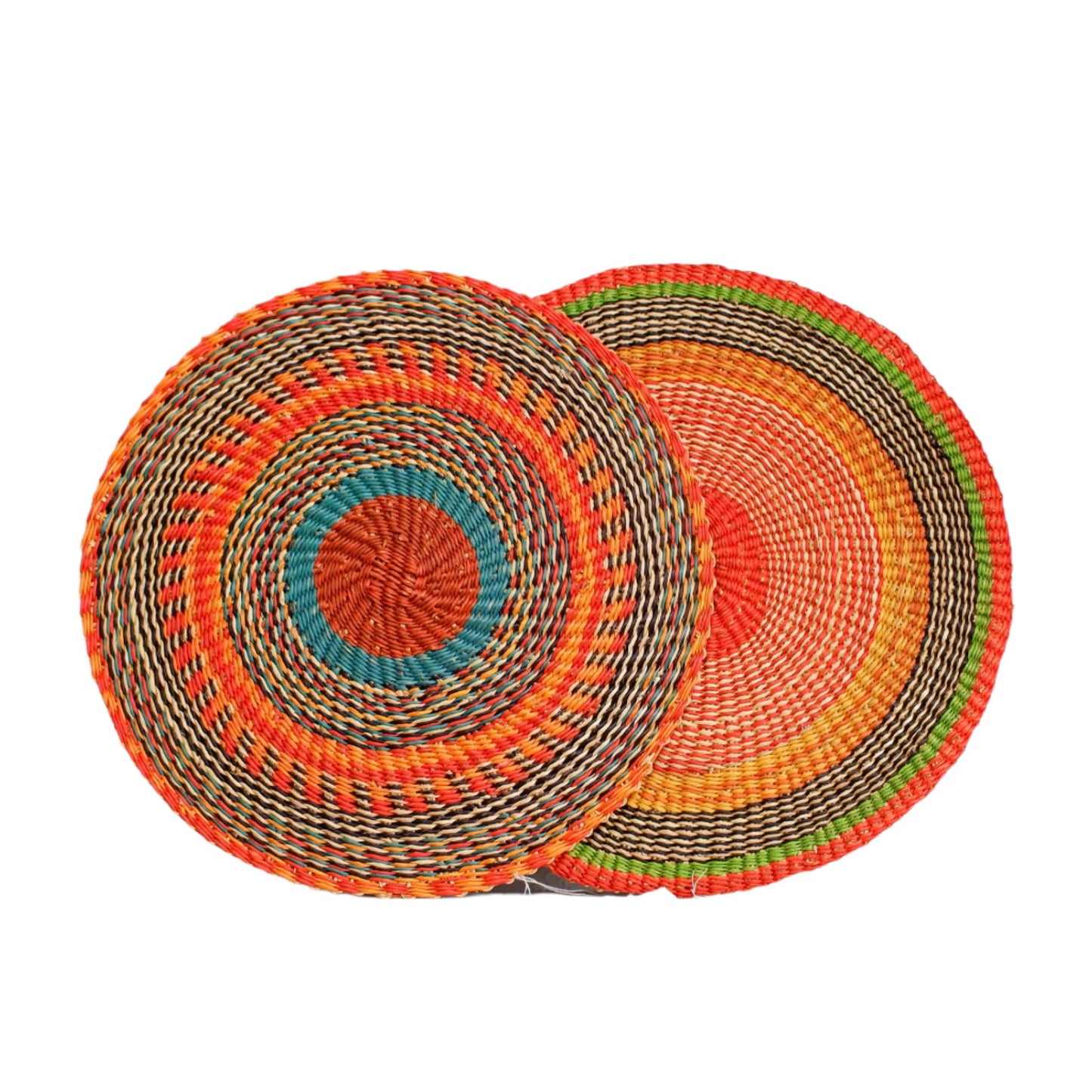 Colorful Placemats from Ghana - Complementary Set of 2 - Orange Sun