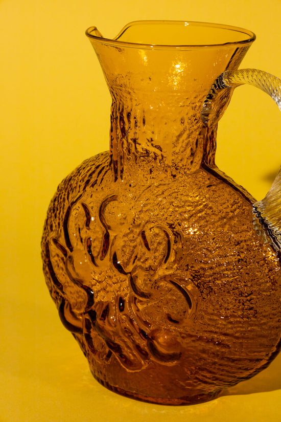 Amber Glass Vintage Pitcher, Stelvia Glass Italy