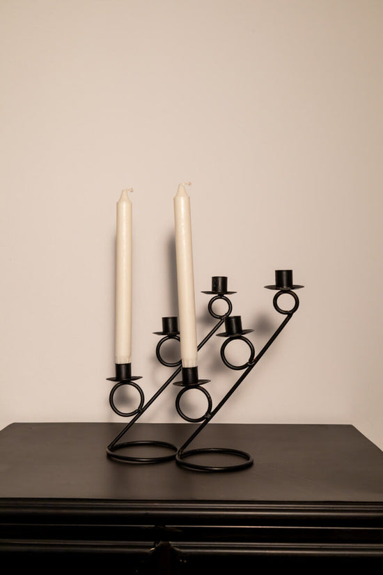 Modernist Metal Candle Holders Pair