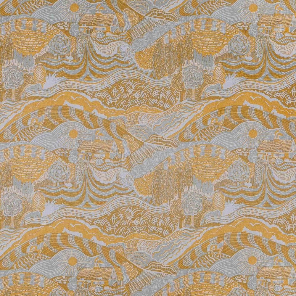 The Plough Wallpaper in Grey and Gold