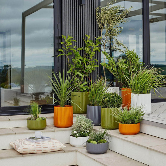 Hudson White Corrugated Bowl Planter