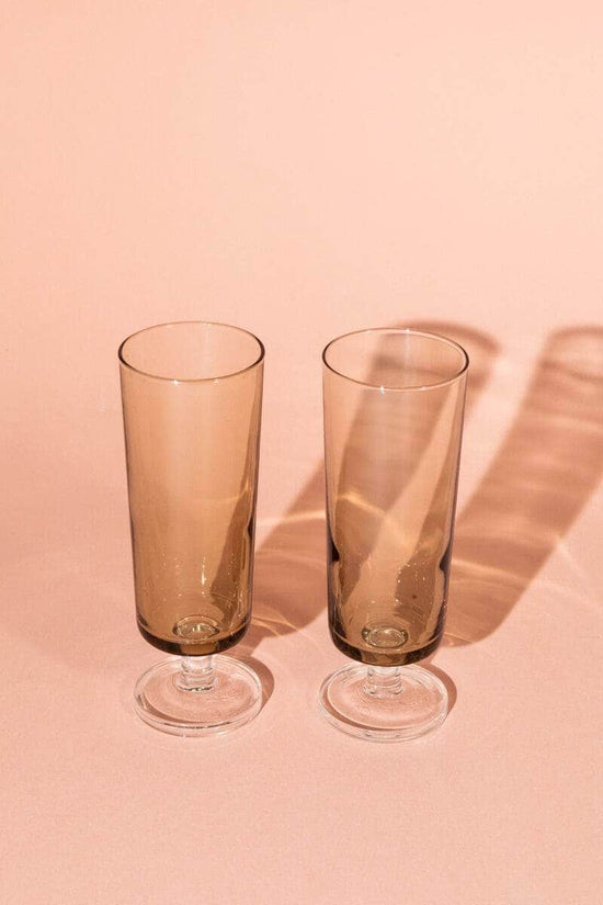 Vintage Smokey Grey Champagne Glasses by Luminarc