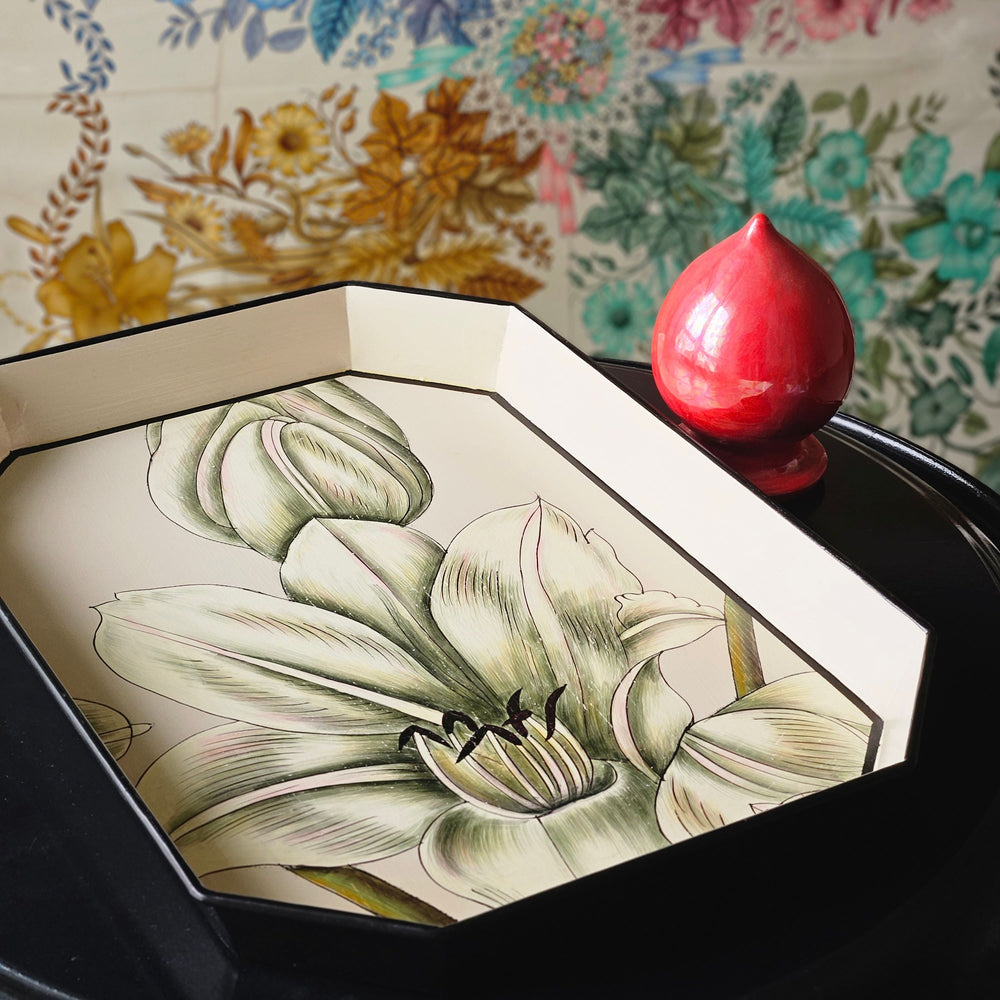 Flora Hand-Painted Iron Tray - Orchids