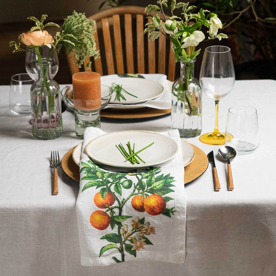 Linen Napkins CITRUSES Set of 6 White