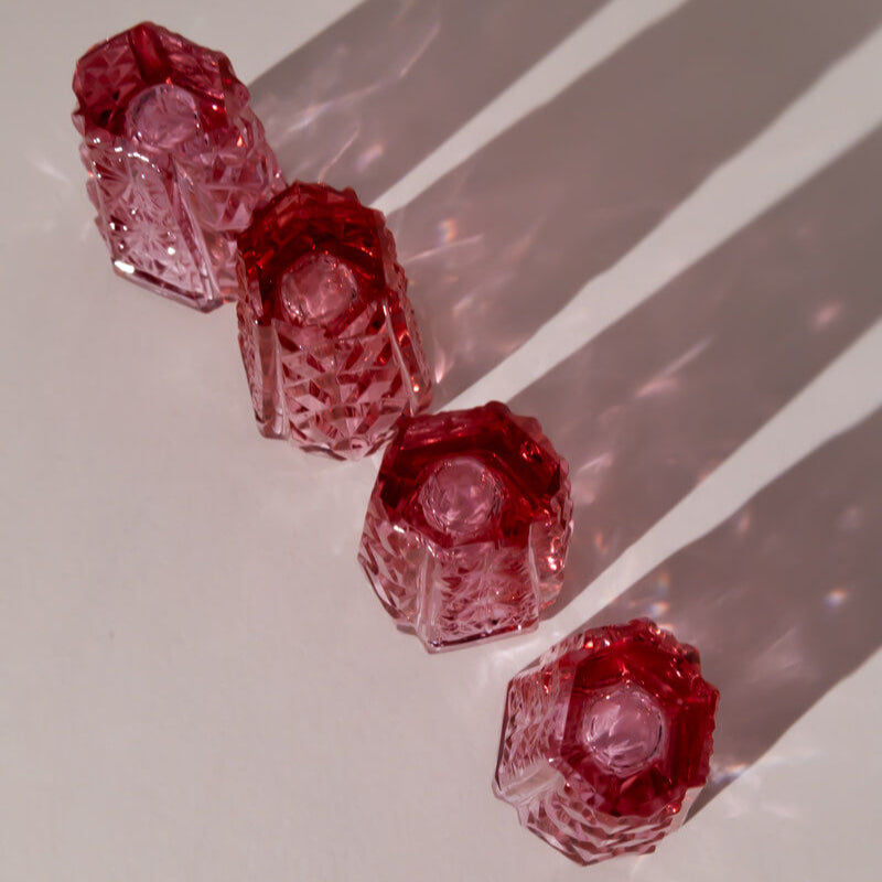 Vintage Bohemian Pink Shot Glasses, Set of Four